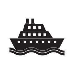 Obraz premium cruise ship flat icon vector