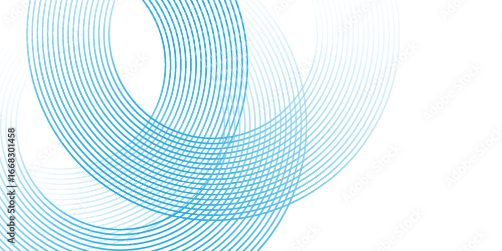 Poster abstract blue circle lines on white background. geometric stripe line art design. modern gradient li