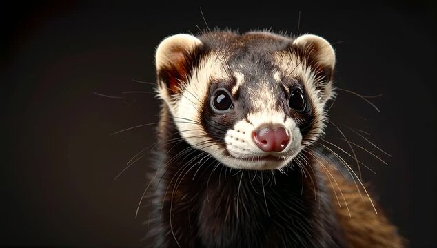 ferret on a black background