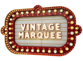 Retro illuminated marquee sign with vintage lights for theater, cinema or entertainment event