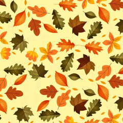 Autumn background with leaves golden yellow. fall concept,For wallpaper, postcards, greeting cards, website pages, banners, online sales. Vector illustration