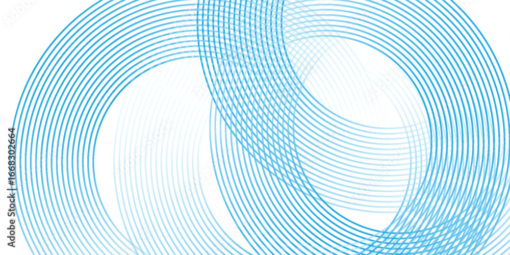 Poster abstract blue circle lines on white background. geometric stripe line art design. modern gradient li