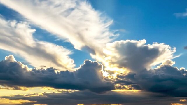 Time laps moving clouds and the sun between the clouds and blue sky