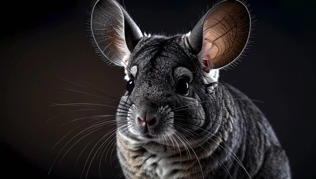 chinchilla portrait on black