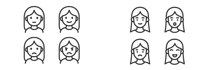 Emotions expressed through simple vector illustrations of faces