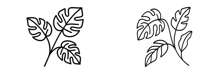 Vector illustration of isolated tropical leaves in minimalist style