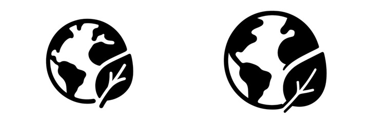 Clean environment symbol with globe and leaves in vector style