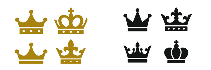 Gold and black crown vector illustrations for various uses © Alan