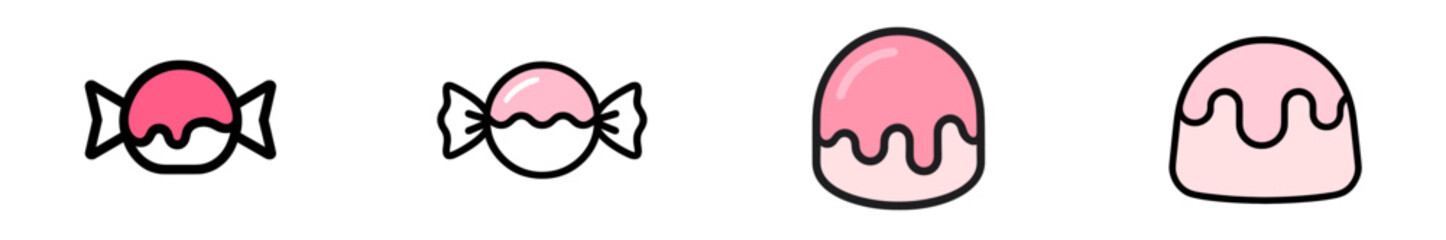 Cute vector illustrations of candy and jelly sweets for designs