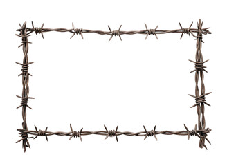 Barbed wire border frame for industrial design and security themed projects or information banners