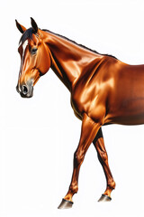 Fototapeta premium Glossy Brown Horse on White Background