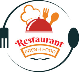 Restaurant Logo with Chef's Hat, Spoon, and Fork