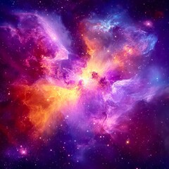 Cosmic purple orange galaxy nebula background glowing stars artistic abstract design