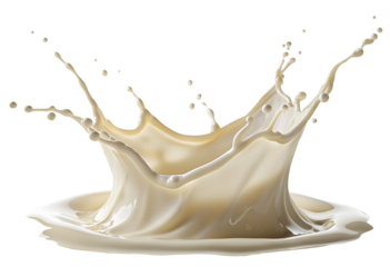 Dynamic splash of creamy liquid captured in motion against a clear background in vivid sharp detail