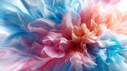 An abstract floral design featuring soft pink and blue hues, swirling together to create a visually captivating representation of beauty and serenity in art and design.
