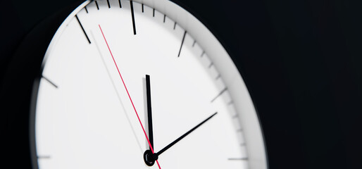 Modern 3D Clock Design on Black Wall Background, Time Concept Background
