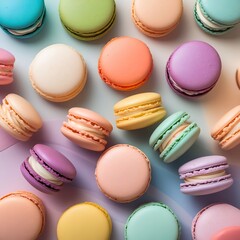 Obraz premium Macarons Dessert Flat Lay