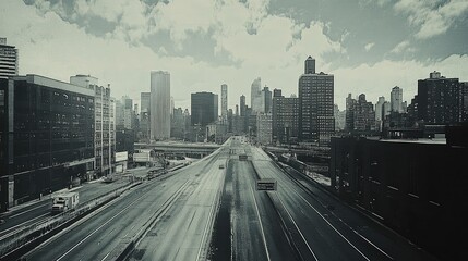 Naklejka premium empty highway through modern city