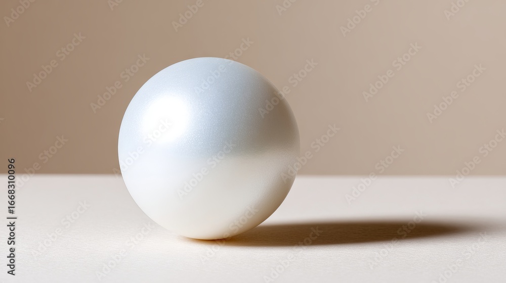 Poster smooth, lustrous pearl sphere resting on a soft surface, showcasing its iridescent sheen and subtle 
