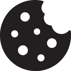 Cookie silhouette vector illustration isolated on white background for bakery, dessert and sweet food design.