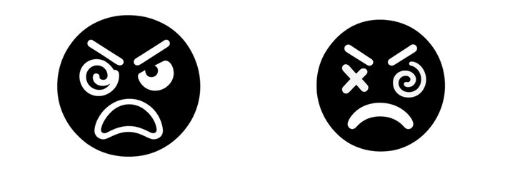 Vector illustration of angry emoticons expressing frustration