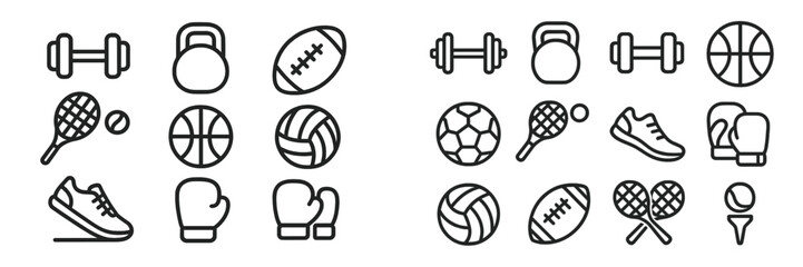 Collection of sports and fitness icons in vector style