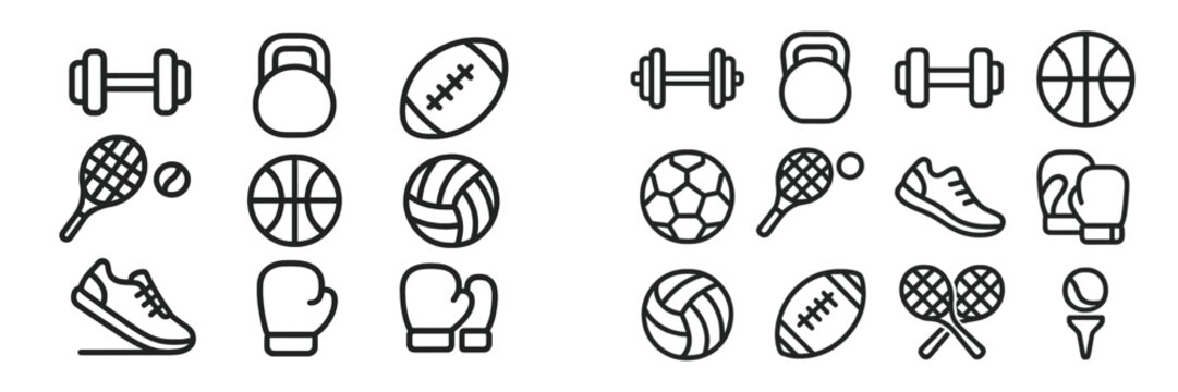 Collection of sports and fitness icons in vector style - Powered by Adobe