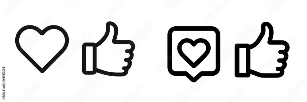 Poster symbols of approval and affection in minimalist vector design