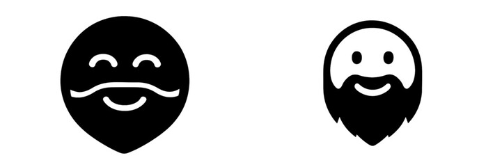 Vector illustration of smiling faces with beard and mustache emoji