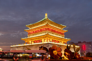 The Bell Tower ancient building in Xi 'an City, Shaanxi Province, China