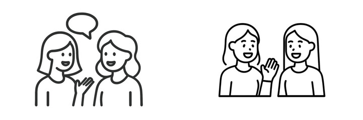 Vector illustration of two people talking and smiling together