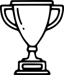 Simple black and white line drawing of a trophy with handles on a pedestal.
