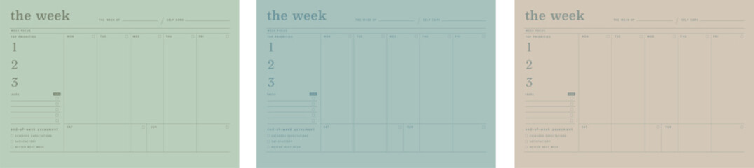 (earth) the week  planner printable personal planner page templates. Organizer & Schedule Planner.