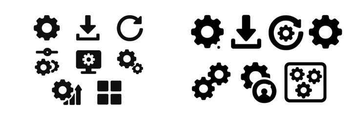 Icons of gears symbolizing tech and processes