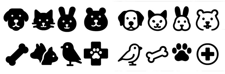 Vector illustrations of various animal icons for diverse uses