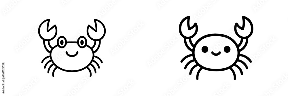 Poster cute cartoon crabs with different expressions in vector style