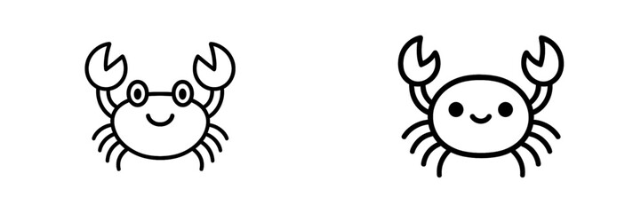 Cute cartoon crabs with different expressions in vector style