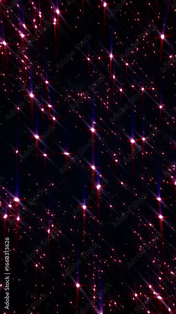 Poster enjoy a mesmerizing display of sparkling red stars dancing in a dark void, creating a colorful and c