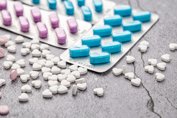Variety of medicines and drugs.Medicine and healthcare concept.Variety of medicines and...