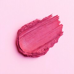 Vibrant pink makeup swatch on soft pastel background, showcasing creamy texture and rich color, ideal for beauty product promotion and cosmetic design inspiration
