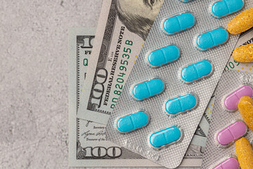 Variety of medicines and drugs.Medicine and healthcare concept.Variety of medicines and...