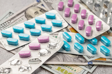 Variety of medicines and drugs.Medicine and healthcare concept.Variety of medicines and...