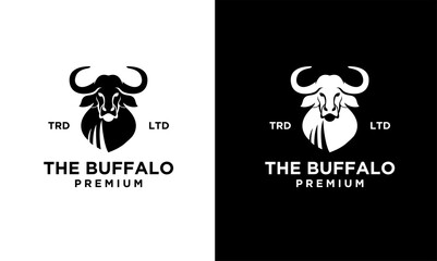 abstract black buffalo head logo design