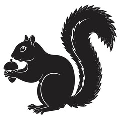 Squirrel holding acorn silhouette