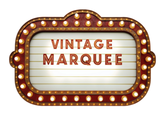 Retro cinema theater marquee design with shining bulbs and vintage style for classic movie charm