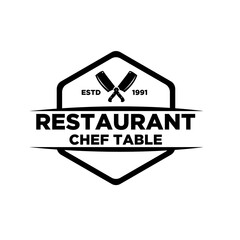 Chef Kitchen Restaurant logo concept butcher knife template vector design