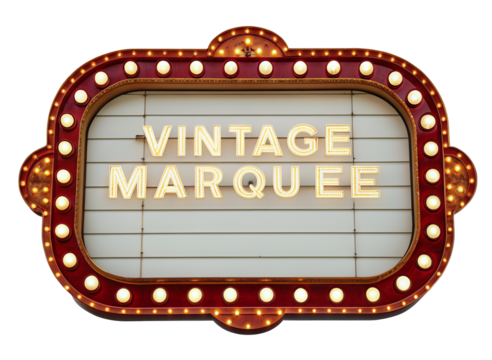 Vintage theater marquee sign bright lights retro cinema nostalgic illuminated signboard design