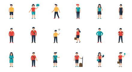 Diverse people collection in flat style: everyday activities and fashion