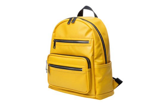 Bright yellow backpack with sleek design and practical zippers suitable for travel or daily use