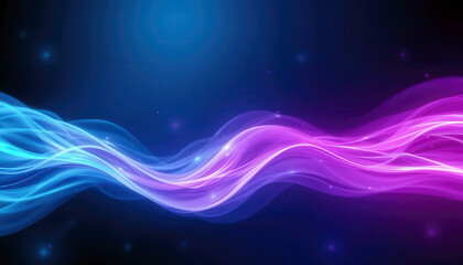 Abstract Vibrant Waves of Blue and Purple on a Dark Background.